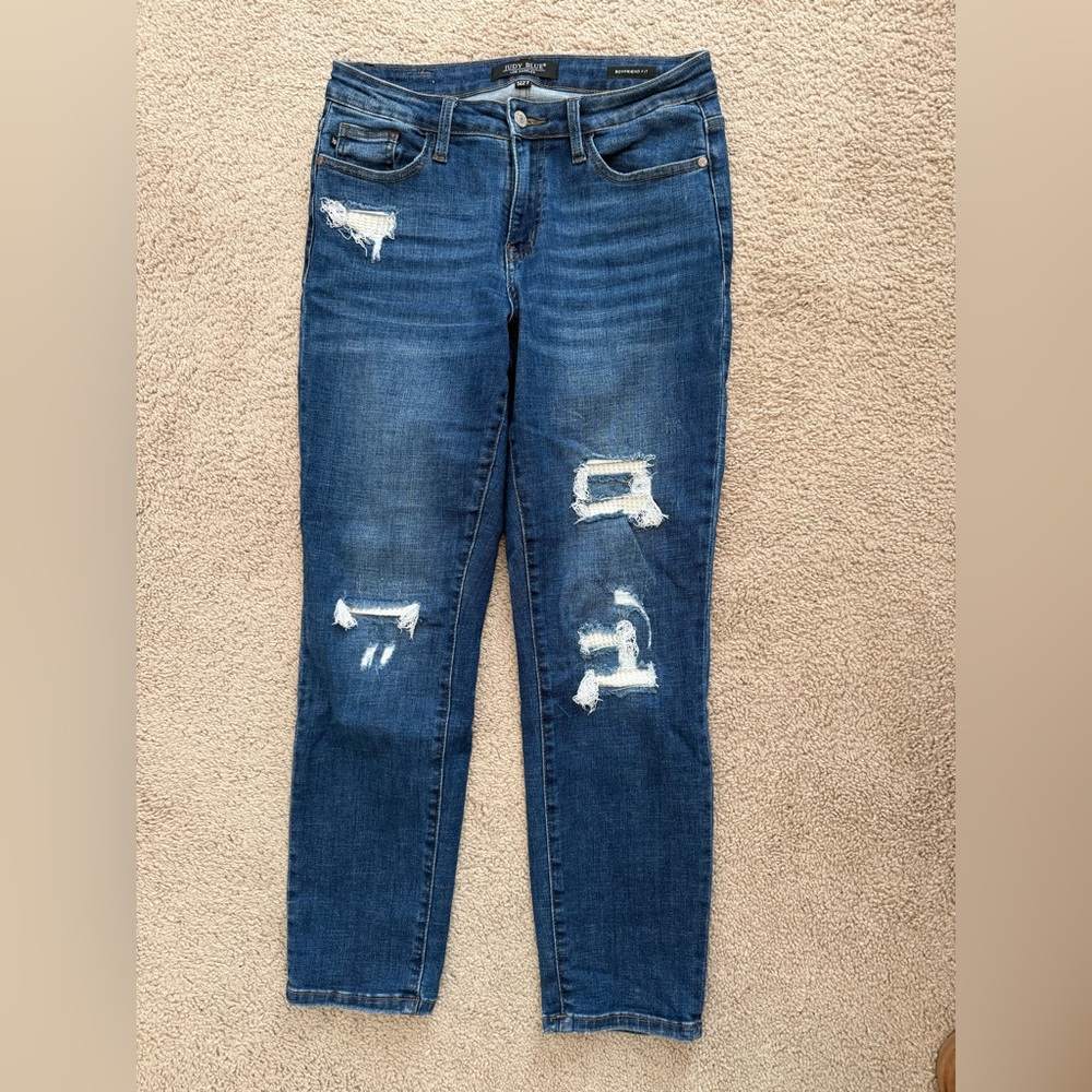Judy Blue Distressed Dark Blue Skinny Jeans